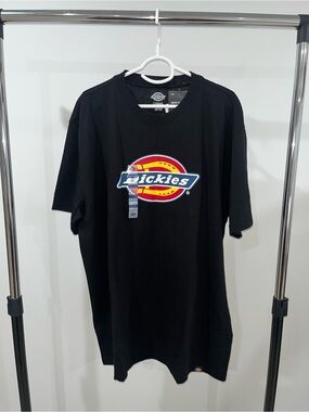 Dickies Black Short-Sleeve Logo Tee with Red & Yellow Size Large Brand New
